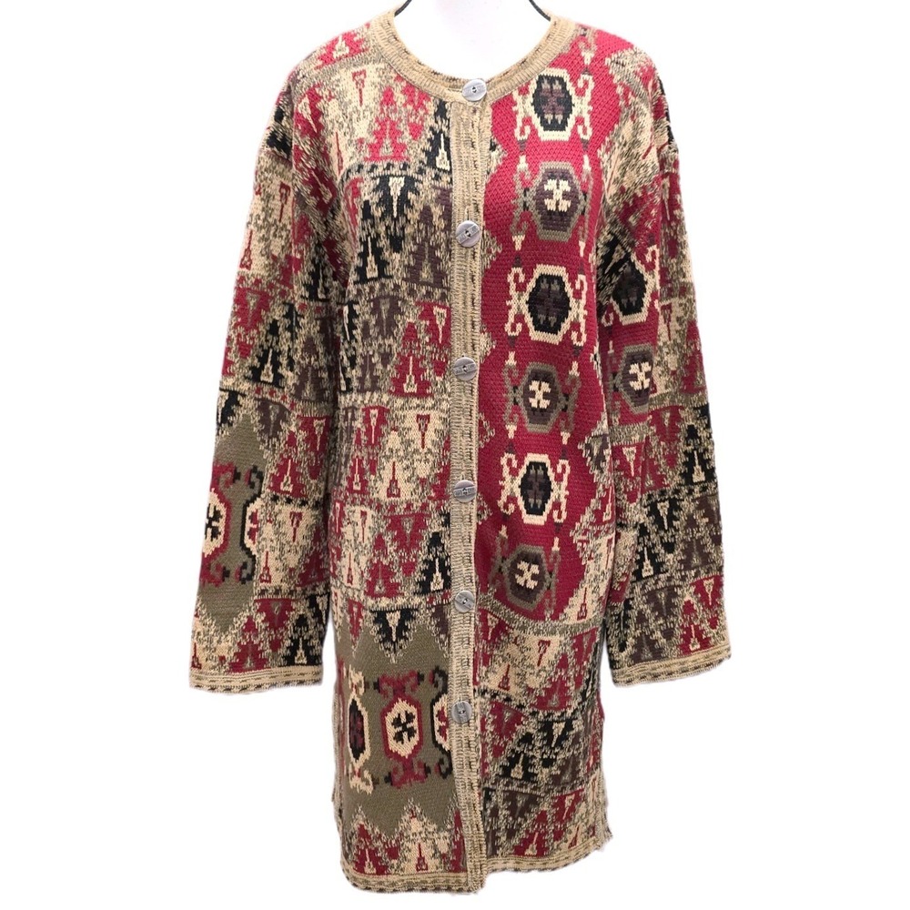 Vintage 1990s Chico's Design Duster Cardigan Sweater L Southwestern Tapestry